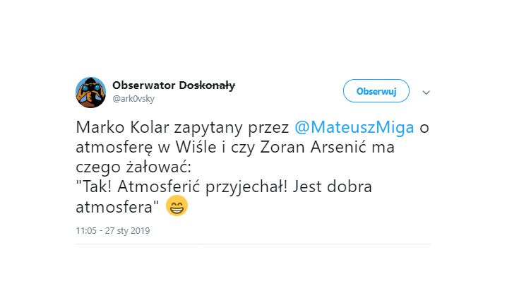 Marko Kolar nt. atmosfery w Wiśle Kraków... :D